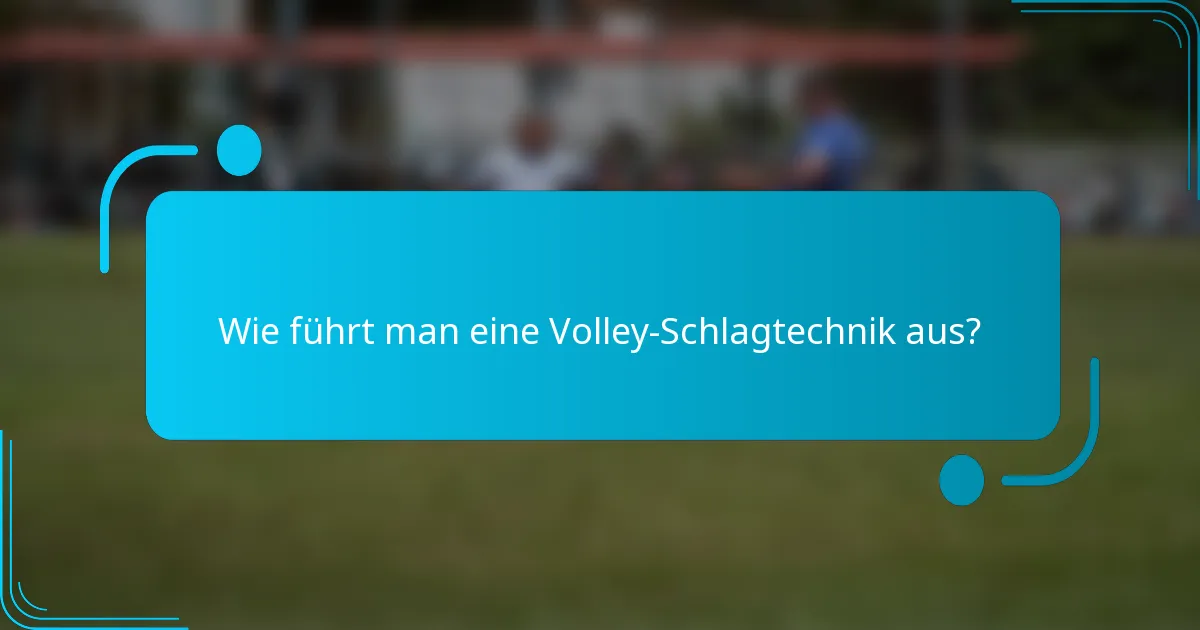 Wie führt man eine Volley-Schlagtechnik aus?
